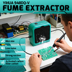 Extracteur de fumée de soudure YIHUA 948DQ-V avec filtre et 2 supports de soudeur, filtration minimale pour soudure à l'étain W295 - Product Image 1