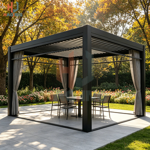 Pavillon moderne en aluminium à persiennes de la marque HJ, résistant au vent et à la neige, abri isolé avec structure thermolaquée pour jardin privé ou <span class=keywords><strong>restaurant</strong></span> - Product Image 5
