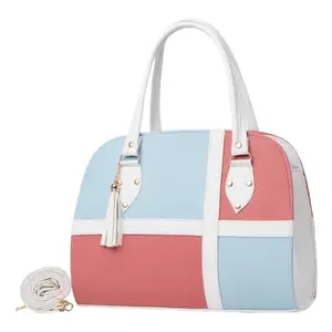 Bolso Tote para Mujer Fana Ilma, Rojo y Azul, PU Impermeable, con Cadena, Estilo Casual, Cierre Abierto - Product Image 4