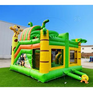 บ้านลมธีมซาฟารีสัตว์ป่าพร้อมกอริลลา ยีราฟ และนกแก้ว ต้นไม้ สำหรับงานปาร์ตี้เด็ก - Product Image 5