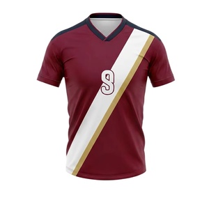 Maillots de football en gros prêts à être expédiés, impression personnalisée du nom et du numéro de l'équipe, maillots de football à séchage rapide, col en V, maillot de sport ajusté - Product Image 1
