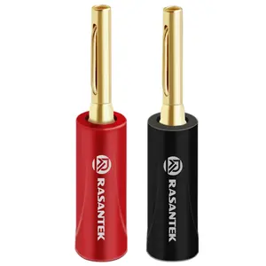 RASANTEK ขั้วต่อวิดีโอเสียงระดับไฮเอนด์ขั้วต่อพ็อสต์ผูกพันทอง 24K ชุบ 4 มม. ปลั๊กกล้วยชุดเชื่อมต่อสําหรับสายลําโพง