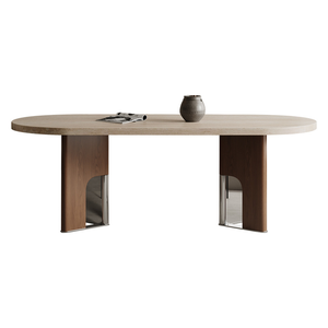 Table à manger en <span class=keywords><strong>bois</strong></span> massif de style rétro du milieu du siècle, plateau semi-circulaire, <span class=keywords><strong>bois</strong></span> de frêne <span class=keywords><strong>blanc</strong></span>, plateau en marbre, table rectangulaire vintage de luxe - Product Image 5