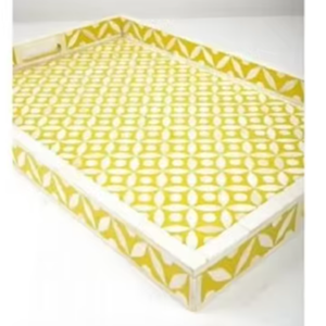 Bandeja Decorativa con Incrustaciones de Resina y Diseño de Plantas para Servir Comida y Decoración Moderna de Mesa - Product Image 1