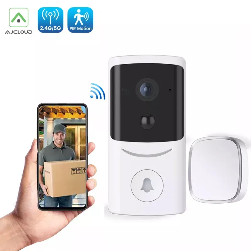 Timbre de puerta inteligente con intercomunicador y vídeo, 1080p, Audio bidireccional, Wifi, cámara de vídeo inalámbrica, venta al por mayor de fábrica