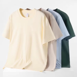 Men's 100% Cotton Oversized T Shirt Short Sleeve Crew Neck Solid Color Knitted Tee Casual Streetwear - Product Image 1