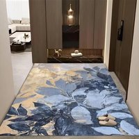 Crystal Velvet Blue Floral Area Rug Printed Carpet Floor Mat for Living Room Bedroom Entryway Home Decor Wholesale Suppliers B2B