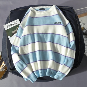 Suéter de punto a rayas azul y blanco para <span class=keywords><strong>hombre</strong></span> y mujer, ropa unisex, venta al por mayor - Product Image 2