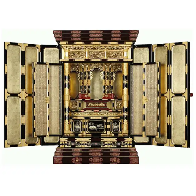 Японский буддийский алтарь с золотыми листьями для продажи