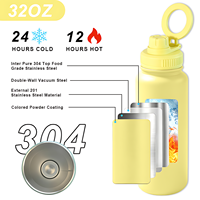 Gourde sportive en acier inoxydable 32 oz, bouteille d'eau isolée sous vide à double paroi avec bouchon magnétique pour le cyclisme et la randonnée
