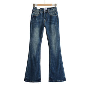 <span class=keywords><strong>Jean</strong></span> Bootcut Vintage Taille Haute <span class=keywords><strong>en</strong></span> Denim Stretch Effet Vieilli et Délavé pour Femme, Collection Automne 2025, Coupe Micro Évasée avec Effet Patte de Chat sur les Hanches - Product Image 4