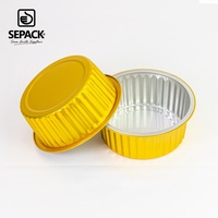 Gobelet de cuisson jetable en aluminium 450 ml, rond 128 mm, doré, pour gâteaux, puddings, desserts, pâtisseries, traiteur et plats à emporter
