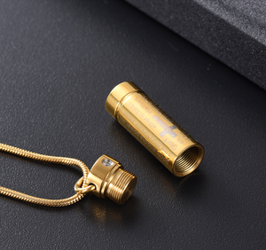 Alkitab Tuan Doa Lintas Kremasi Perhiasan untuk Abu Liontin Stainless Steel Guci Kenang-kenangan Peringatan Kalung untuk Pria/Wanita - Product Image 3