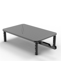 Support d'écran réglable en hauteur sur 3 niveaux avec support pour téléphone, support d'ordinateur en acier robuste 30 kg, organisateur de bureau