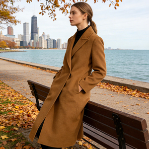 <span class=keywords><strong>Manteau</strong></span> double face en cachemire <span class=keywords><strong>long</strong></span> en <span class=keywords><strong>laine</strong></span> pour femmes-10% cachemire 90% <span class=keywords><strong>laine</strong></span>, pardessus élégant chaud d'hiver de couleur <span class=keywords><strong>camel</strong></span> - Product Image 2