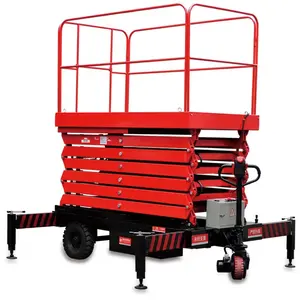 SHUNCHA Manual Electric Scissor Aerial Work Platform with pulling device handle 500kg 7.5m 9m 11m 12m Lift Height