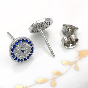 Anting-anting tusuk mata jahat perak sterling 925, aksesoris perhiasan wanita kostum Turki - Product Image 4