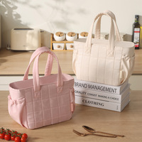 Sac isotherme matelassé et doux pour le déjeuner, sac fourre-tout rembourré, pochette à collation, sac isotherme pour le travail et les activités de plein air, sac isotherme mignon pour femme