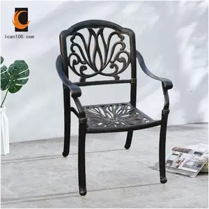 Chinese Antique Style Chair Vintage Armchairs Black Metal Lounge Chair Garden Furniture Iron Outdoor Dining Chair