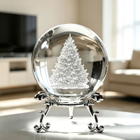 Vente en gros de boules de cristal 3D gravées au laser, achat en vrac, motif personnalisé, base pour arbre de Noël, souvenir de vacances