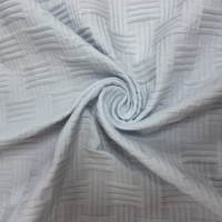 Tissu en polyester extensible à texture de panier blanc pour literie haut de gamme et housse de matelas, tissu de matelas jacquard tricoté