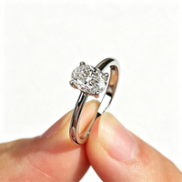 3CT Oval Cut D Color Laser Drilled Diamond 18K Gold Plated S925 Sterling Silver IGI Ring