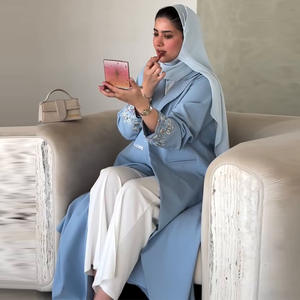 महिला दुबाई कुवे मामूली स्लीवलेस टखने की लंबाई एंटी-पिलिंग पॉलिएस्टर अबाया कोट ढीले फिट थोक कस्टम ईड - Product Image 3