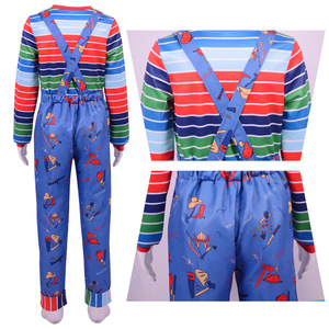 Costume de cosplay Chucky, combinaison bleue imprimée en polyester, tenue de performance pour enfants, printemps 2023 - Product Image 5
