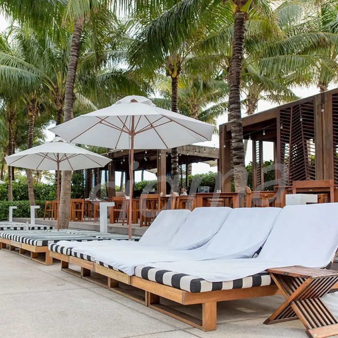Leisure luxury modern outdoor patio furniture wooden beach lounger teak sectional sofa