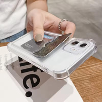 Coque de protection antichoc transparente avec fente pour carte d'identité et carte bancaire pour iPhone 17 16 15 14 13 12 11 Pro Xs Max Mini 16e X XR en silicone