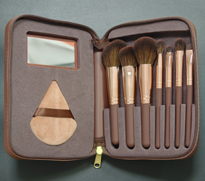 Estuche Organizador de <span class=keywords><strong>Maquillaje</strong></span> de Viaje con Cierre de Cremallera para <span class=keywords><strong>Brochas</strong></span> de Pelo Sintético Marrón Chocolate, Corrector y Almacenamiento Facial - Product Image 2