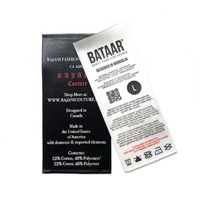 Étiquette en satin <span class=keywords><strong>polyester</strong></span> pour vêtements, vêtements de bain, sous-vêtements, lingerie, blanche, noire, lavage et entretien - Product Image 1