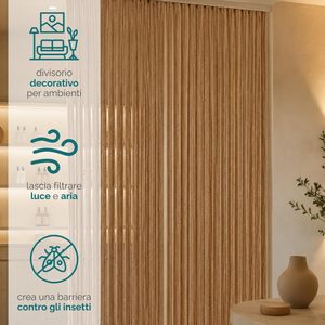 Zanzariera a Corda Effetto Peluche 90x220 Cm con 36 Catene per Porte e Finestre Colore Grigio - Product Image 3