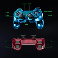 Control Remoto Inalámbrico Transparente de 2.4G con Función de Doble Vibración de Segunda Generación para Consola PS2