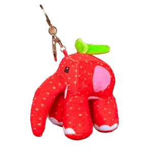 Llaveros de peluche de elefante fresa de 12 centímetros de grosor y suaves, con diseño de dibujos animados, al por mayor, de la colección Brain Roost - Product Image 1