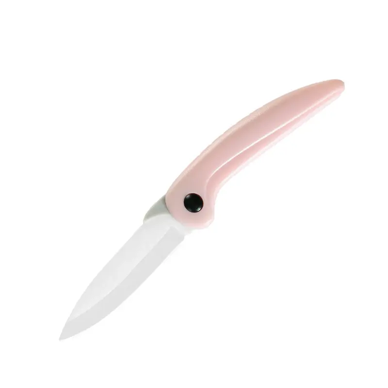 Hot Sale Ceramic Folding Fruit Vegetables Kitchen Paring Knife Outdoor Mini Pocket Foldable Knife With Ring On Handle