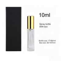 Atomiseur de parfum de luxe en verre transparent de 10 ml, rond et carré, rechargeable, vaporisateur fin, flacon de voyage avec boîte cadeau