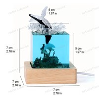 Lampe de nuit en résine 3D personnalisée en forme de cube océanique, faite à la main, diorama sous-marin, gravure de logo, cadeau souvenir