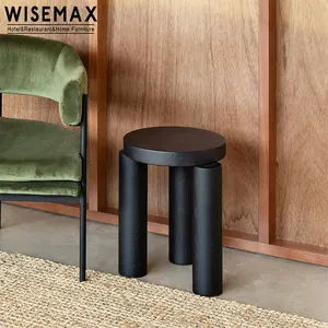 WISEMAX FURNITURE Good quality stable wood side table hotel furniture round top customized solid wood end table for living room