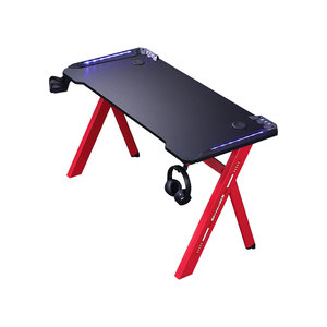 Escritorio de juegos en forma de A de alta calidad, luz led para ordenador, mesa de juegos con soporte para auriculares - Product Image 1