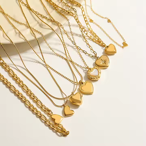 वाटरप्रूफ ज्वैलरी तिरनिश मुक्त गहने स्टेनलेस स्टील 18k सोने की प्लेटेड वैलेंटाइन फैशन चेन नेकलेस - Product Image 2