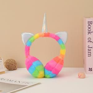 <span class=keywords><strong>Cache</strong></span>-oreilles en fourrure de <span class=keywords><strong>licorne</strong></span> chauffante colorée pour l'hiver <span class=keywords><strong>Cache</strong></span>-oreilles de Noël pour enfants arc-en-ciel - Product Image 5
