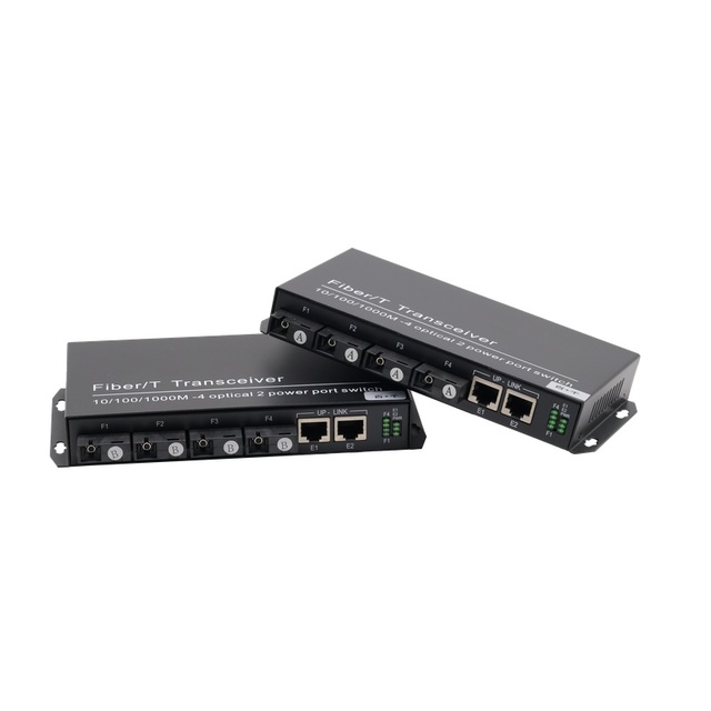 100Mbps 4 Port SC Fiber Media Converter with 2 Gigabit RJ45 Uplink FIber Aggregation Switch Gigabit 4 SC 2 RJ45 Fiber Switch