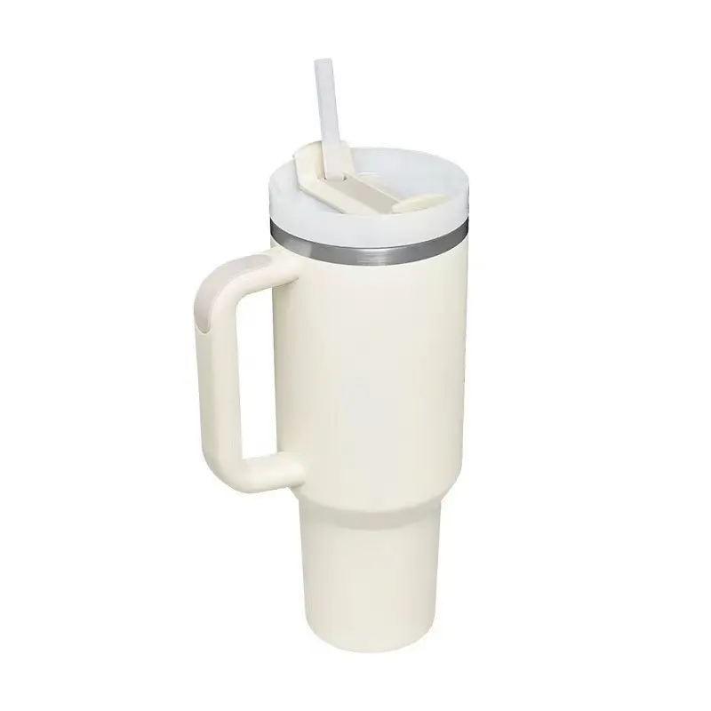כוס בידוד קפה קש 40 oz עם ידית נייד רכב נירוסטה בקבוק מים קיבולת גדולה נסיעות BPA חינם ספל תרמי