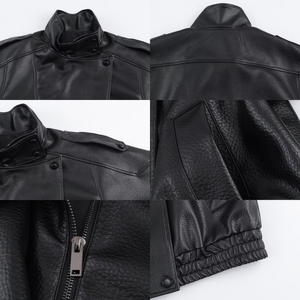 Chaqueta de Cuero Sintético PU con Cierre y Manga Larga <span class=keywords><strong>para</strong></span> <span class=keywords><strong>Mujer</strong></span>, Modelo J1872, Moderna, de Alta Calidad, <span class=keywords><strong>para</strong></span> Otoño e Invierno, con Cuello Alto y Diseño Único - Product Image 5