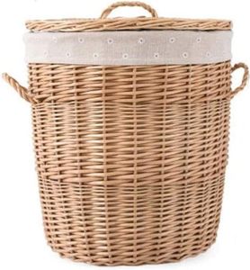 Jy Set 3 giỏ đựng đồ giặt bằng liễu đan bằng liễu cổ điển làm bằng tay Giỏ đựng đồ sức chứa lớn bền bỉ cho tủ quần áo nhà bếp đa năng - Product Image 5