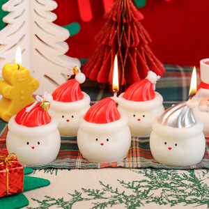 Bougie de Noël blanche en cire de soja parfumée faite à la main, décoration de chambre, aromathérapie, huiles essentielles, préparations de Noël - Product Image 1