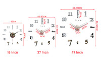 Horloge Murale Moderne en Métal, Grande Surface Miroir, Ronde Sans Cadre, Affichage Numérique 3D DIY, Horloge Autocollante Murale pour Maison, Chambre, Bureau, Décoration
