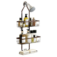Étagère d'angle rotative à 4 niveaux pour salle de bain, en plastique, bambou et MDF, auto-adhésive, avec porte miroir