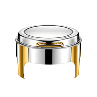 Plat de service rond en acier inoxydable 6L pour buffet, demi-or/demi-argent, pour présentation de buffet de mariage et traiteur
